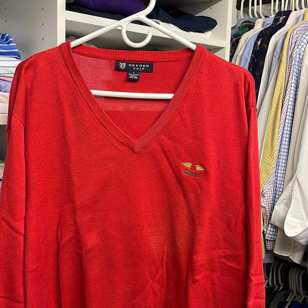 Baltusrol Golf Club V Neck Sweater Size Large Oxford Golf